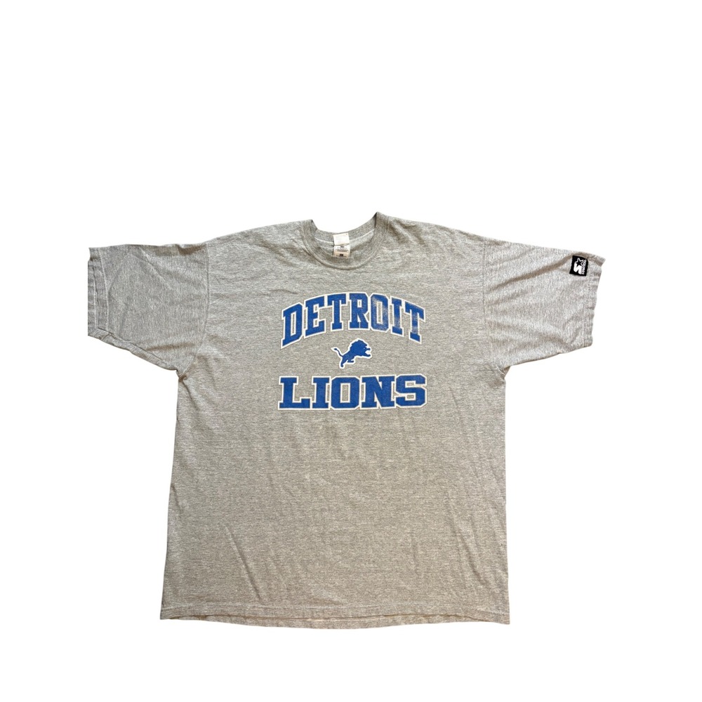 Vintage 90s Starter Detroit Lions T Shirt XXL NFL Gray Spellout Logo USA